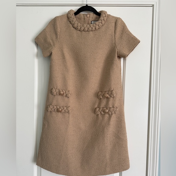 Tuckernuck Jackie Short Sleeve Tweed Dress in Croissant XS - Picture 1 of 4